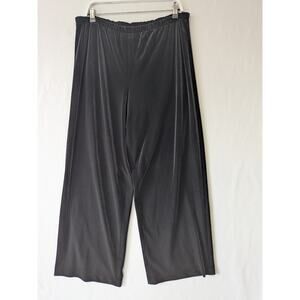 Alex Evening Womens Black Velvet Pull-On Pants‎ Size 1X Wide-Leg Goth Evening